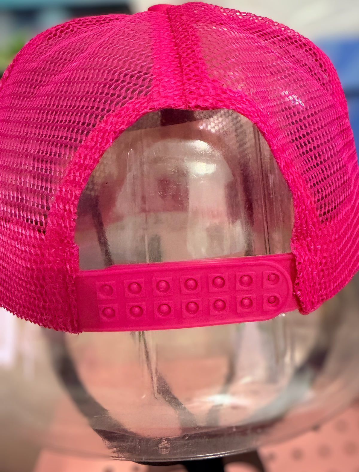 Custom Pink Bronco Hair Don't Care Trucker Hat With 2 Hat Chains