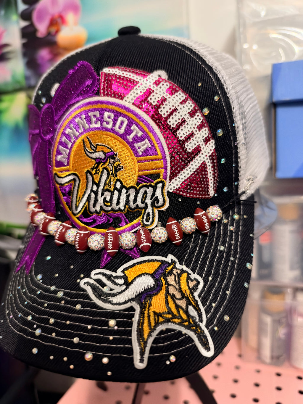 Custom Minnesota Vikings Embellished Trucker Hat