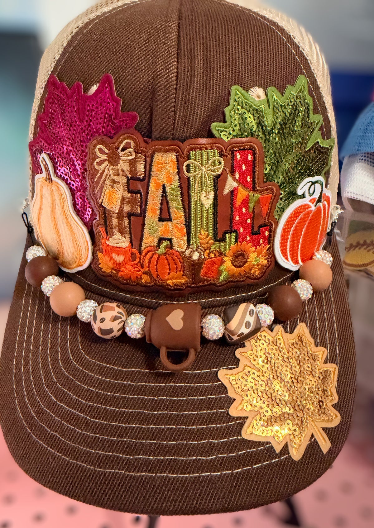 Custom Fall Themed Brown Trucker Hat