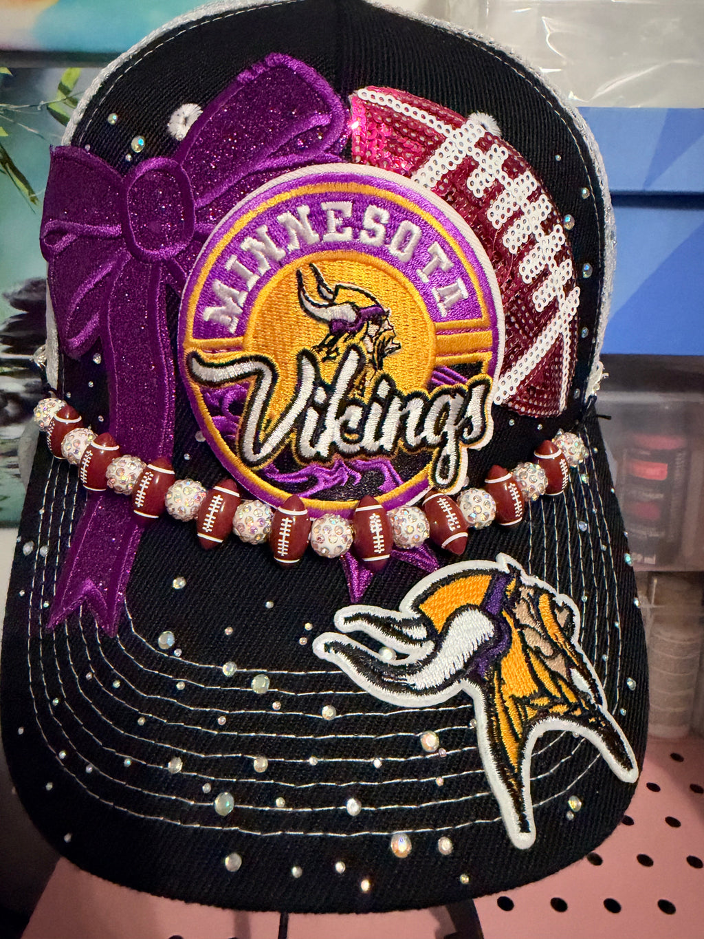 Custom Minnesota Vikings Embellished Trucker Hat