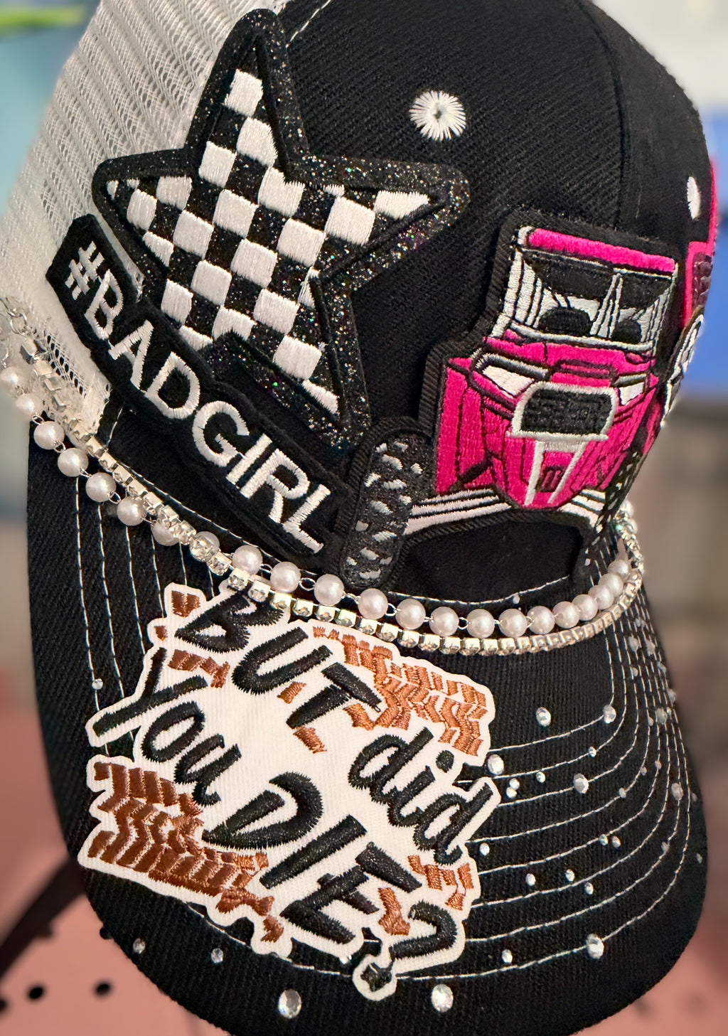Custom Pink UTV Rhinestone Trucker Hat