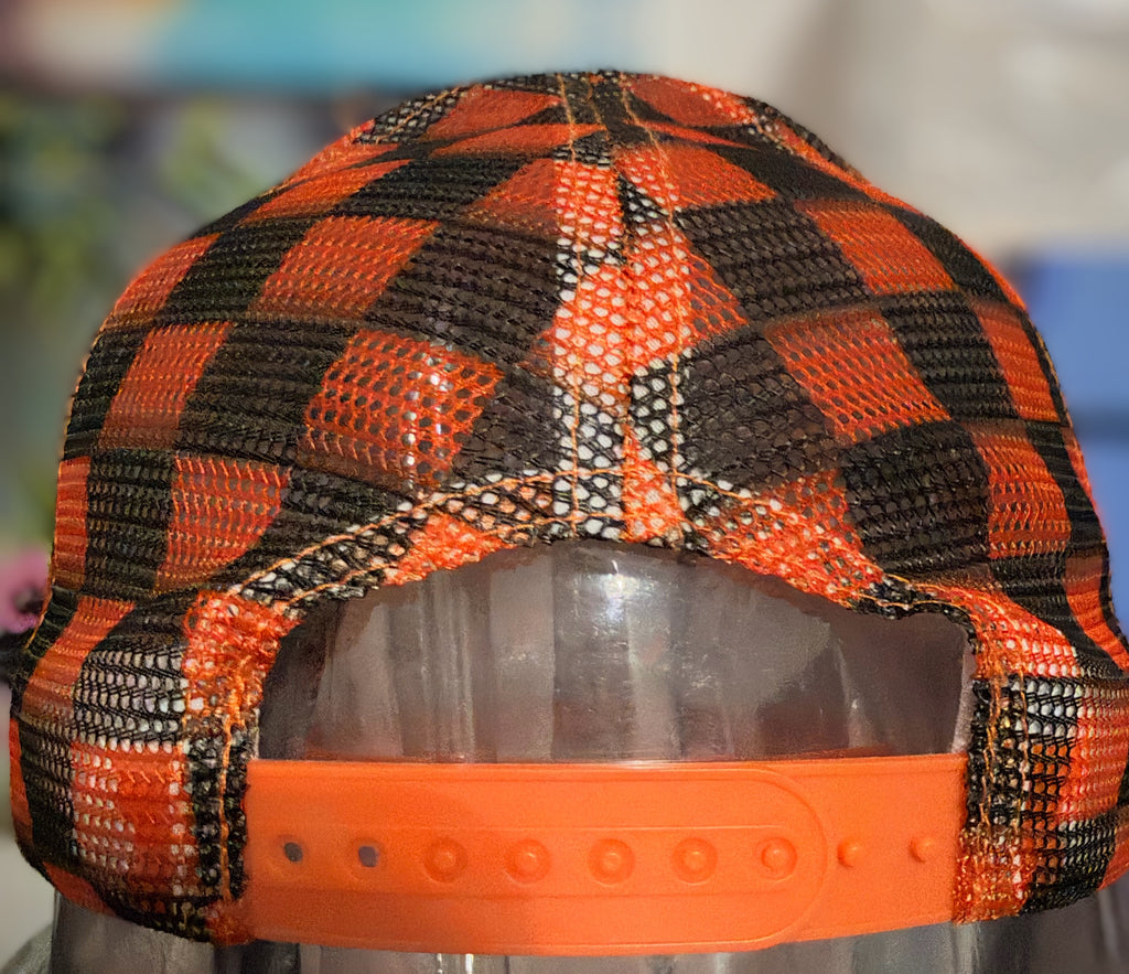Orange Halloween Trucker Hat with Ghost and Skeleton and Hat Chain