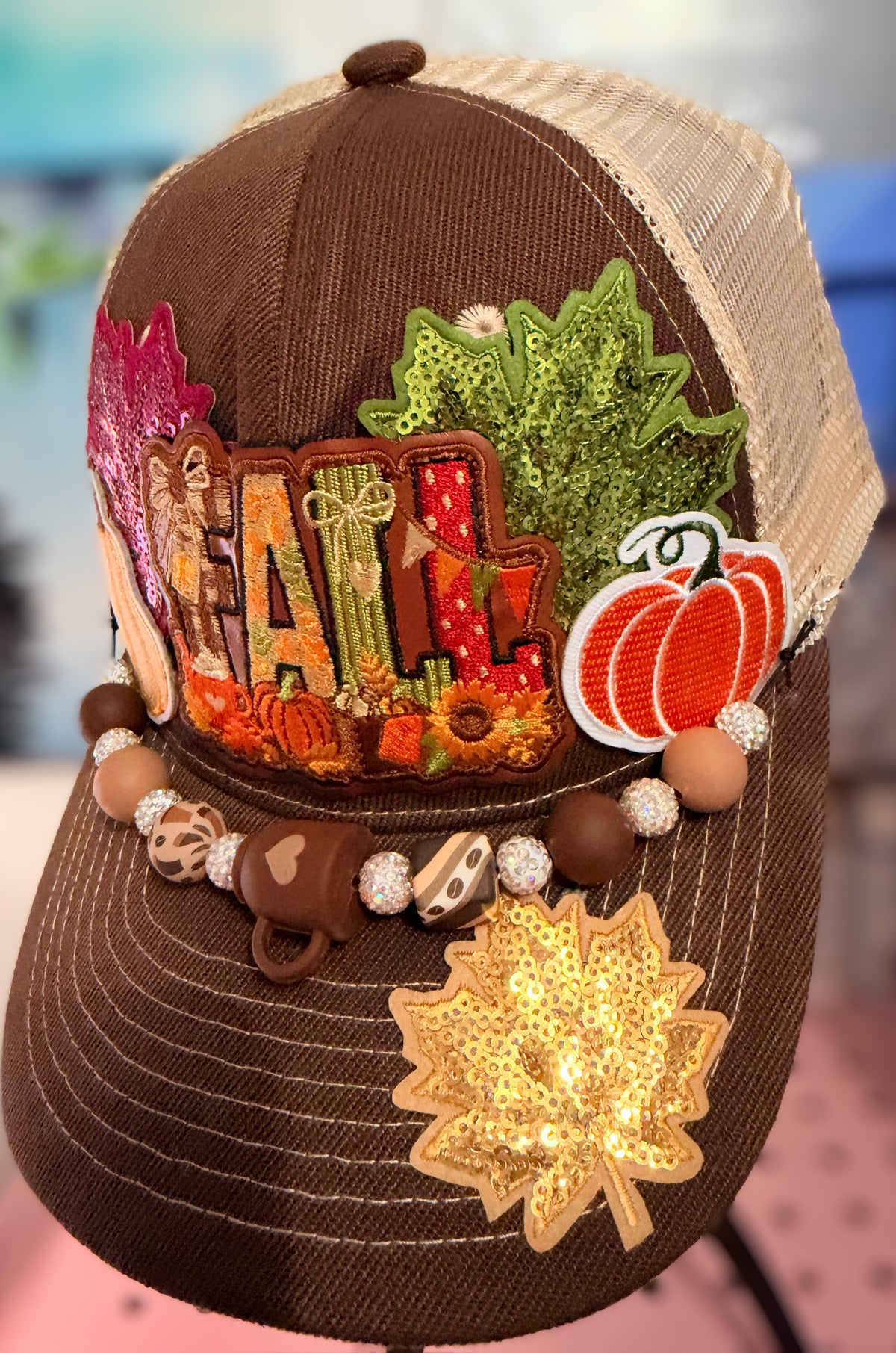Custom Fall Themed Brown Trucker Hat