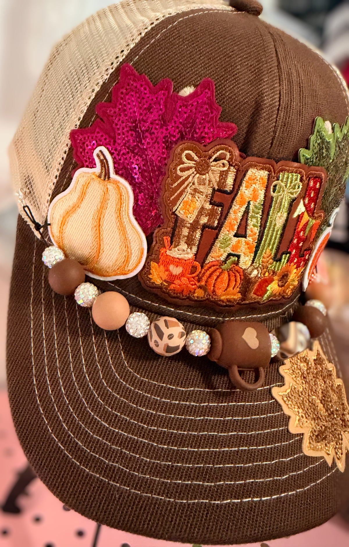 Custom Fall Themed Brown Trucker Hat