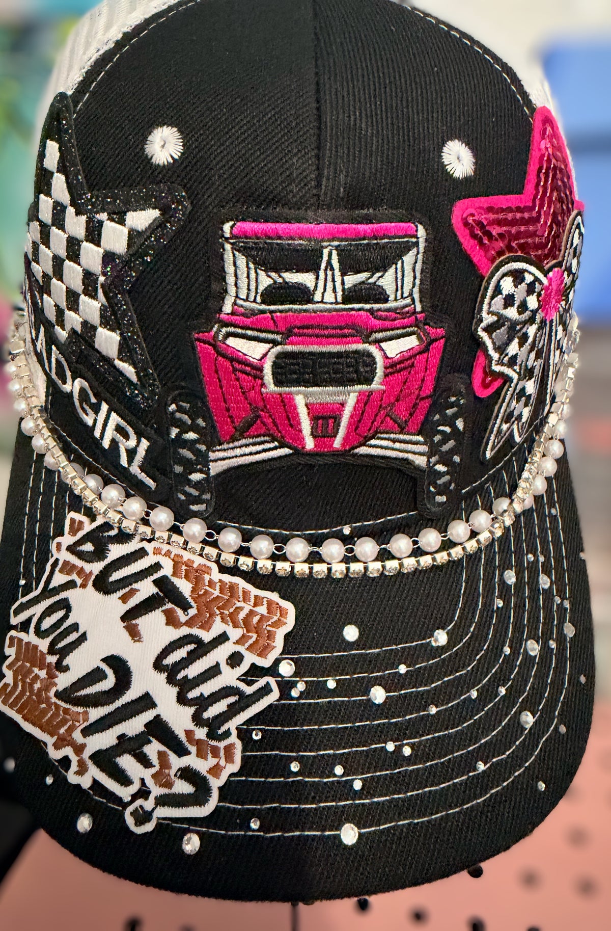 Custom Pink UTV Rhinestone Trucker Hat