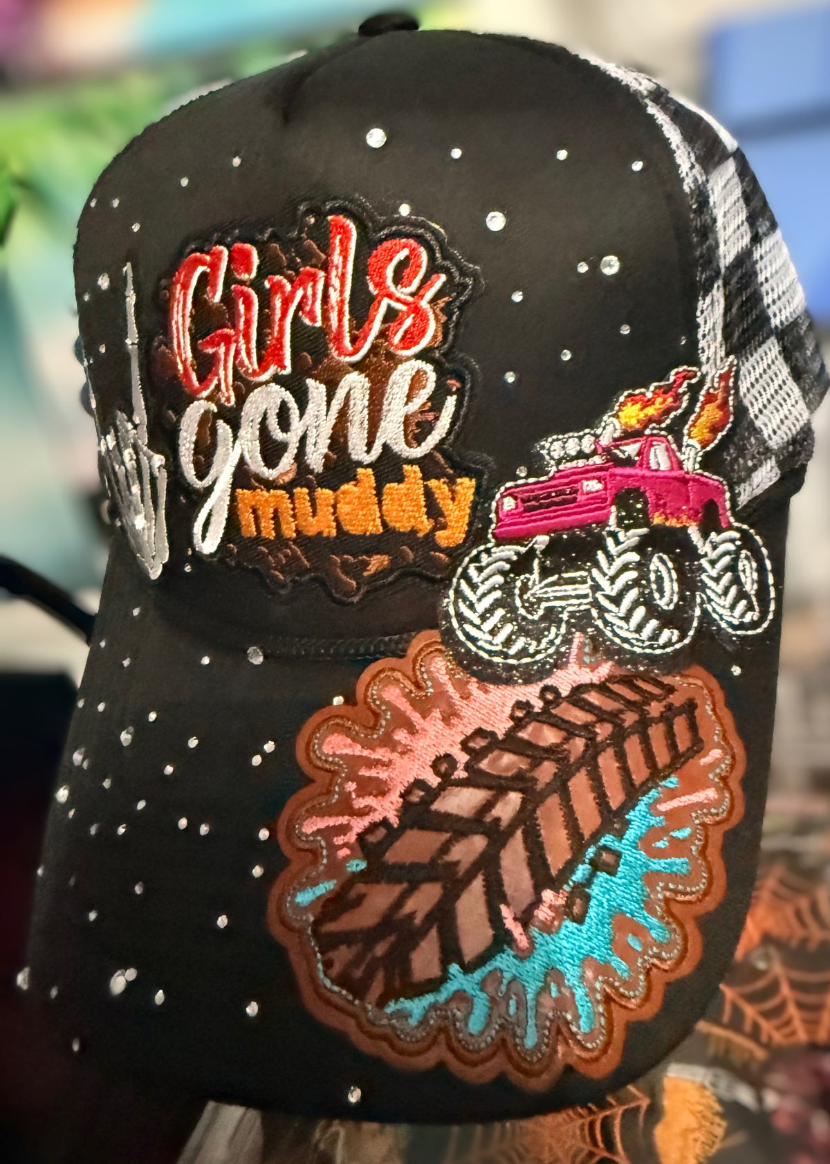 Girls Gone Muddy Custom Trucker Hat With Rhinestones