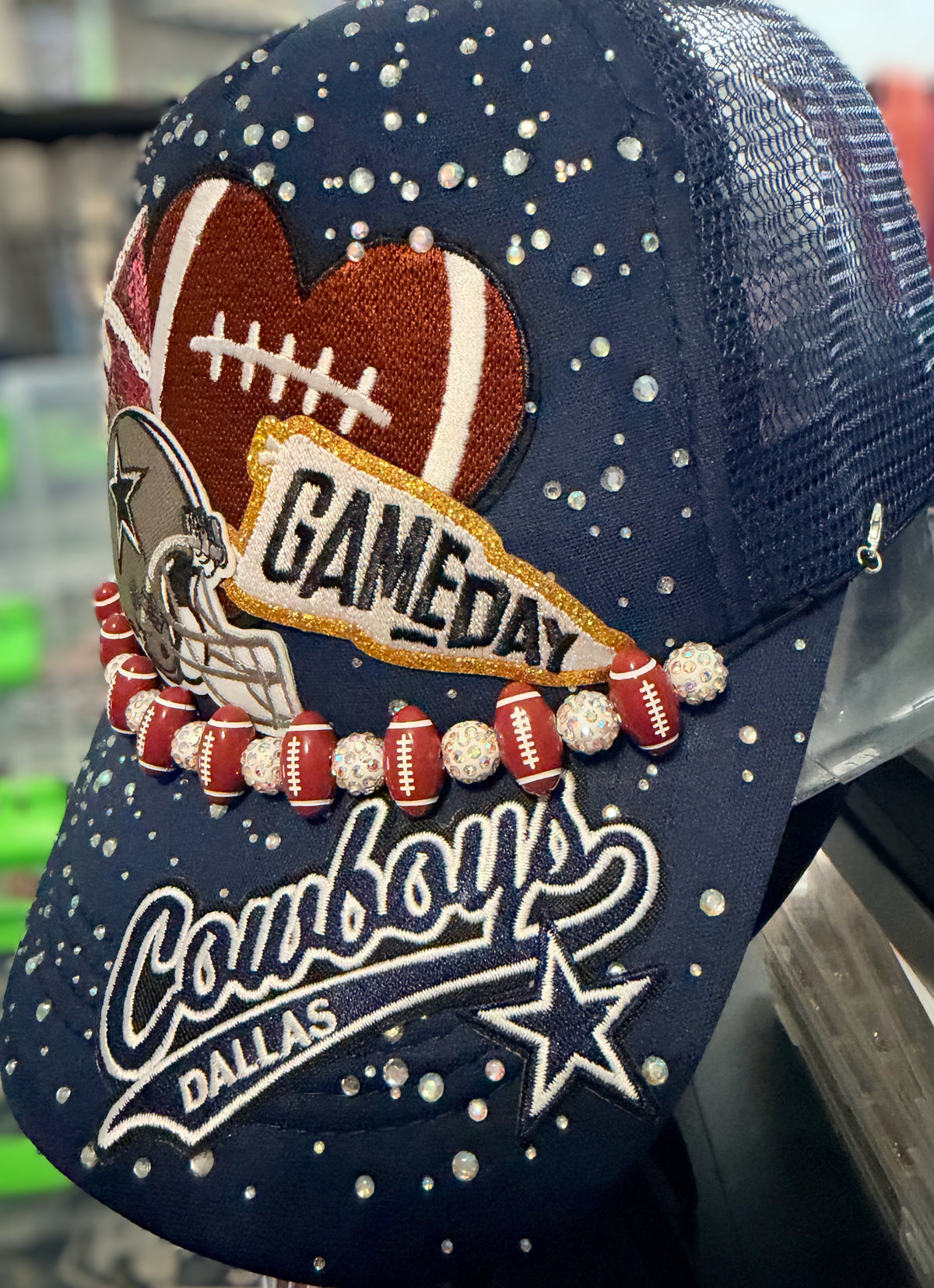 Custom Dallas Cowboys Like Rhinestone Bling Trucker Hat Snapback Cap