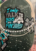 Custom Rhinestone UTV Trucker Hat with Pearl Chain