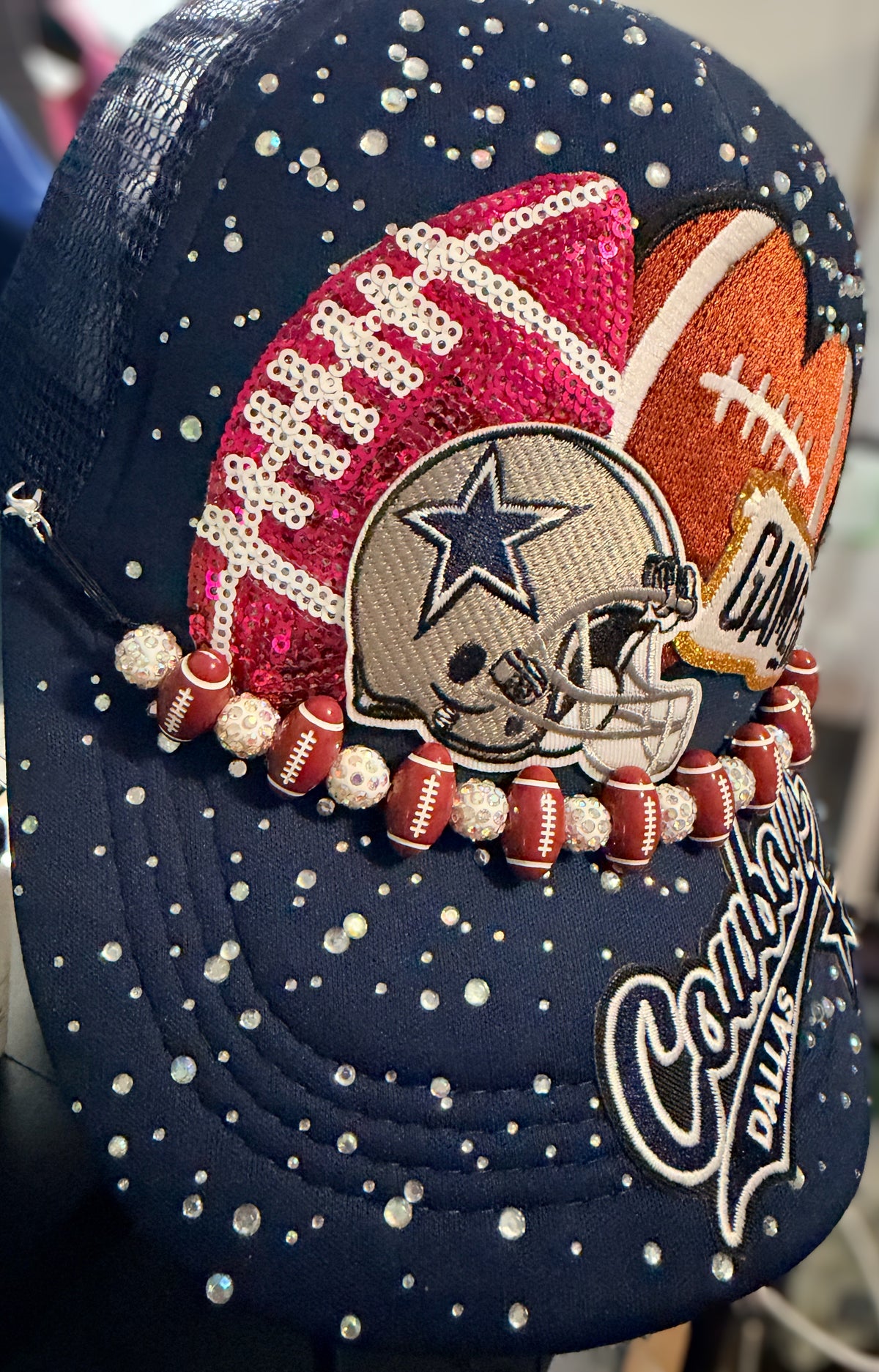 Custom Dallas Cowboys Like Rhinestone Bling Trucker Hat Snapback Cap