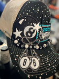 Custom Rhinestone Pretty Reckless Trucker Hat With 8 Ball Chain