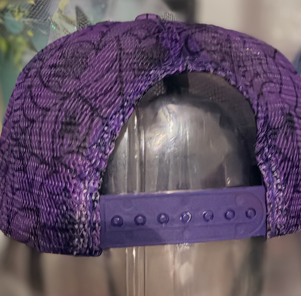 Resting Witch Face Purple Spiderweb Trucker Hat with Spiderweb Hat Chain