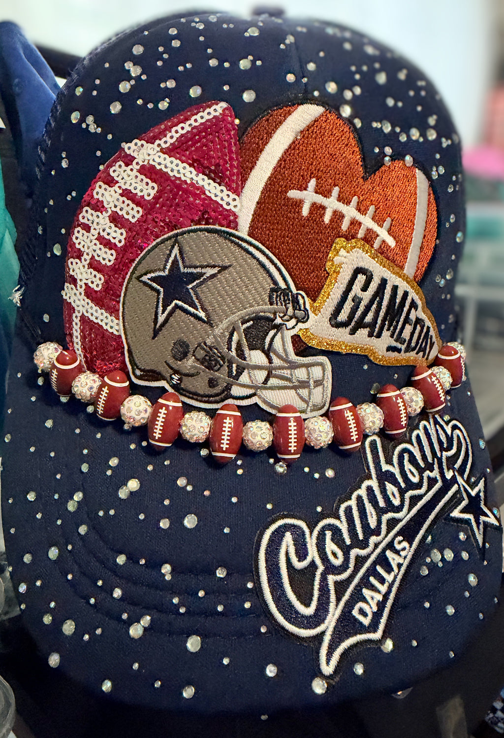 Custom Dallas Cowboys Like Rhinestone Bling Trucker Hat Snapback Cap